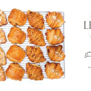 a tray of freshly baked croissants