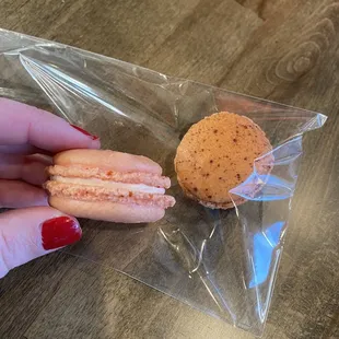 Rose and orange chocolate macaron