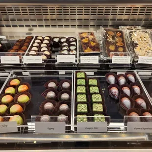 a variety of chocolates on display