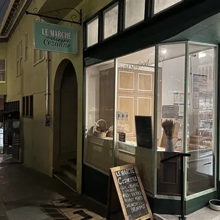 Storefront at night