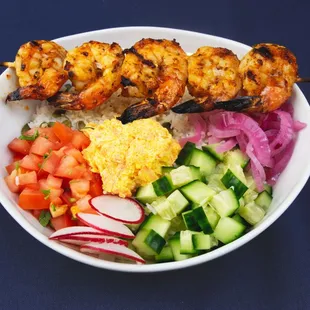 Grilled Prawns Skewer Bowl