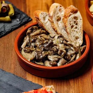 Vermouth Marinated Wild Mushrooms and Crostini