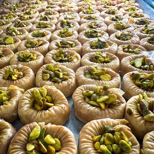 Rows and rows of fresh made Baklava