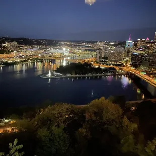 a view of a city at night