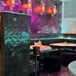 The cute sitting area right by the very &quot;well lit&quot; open &quot;dance floor&quot; that is also the route to the bathroom.