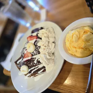 Neopolitan crepe with side Mexican vanilla ice cream.  $19