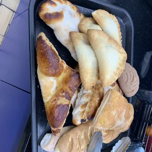 a tray of french pastries