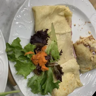 Ham & Cheese Croissant with fried egg