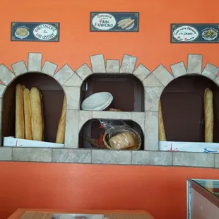 a display of food items