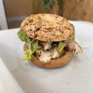 Bagel sandwich with chicken