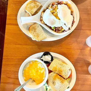 two plates of food on a table