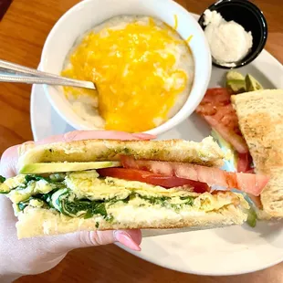 New menu item - spinach pesto breakfast sandwich add tomato