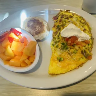 Omni Omelette with a side of "fruit" and an English muffin
