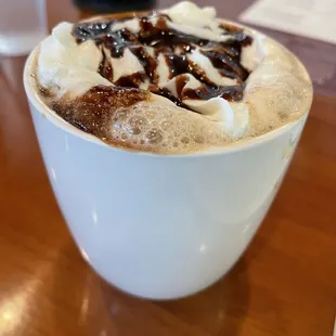 a cup of hot chocolate with marshmallows