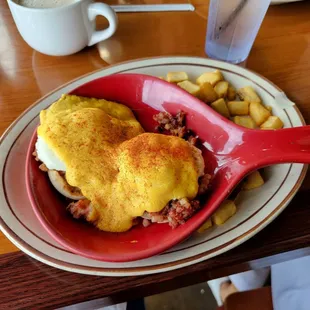 Corned beef hash Benedict. It was OK.