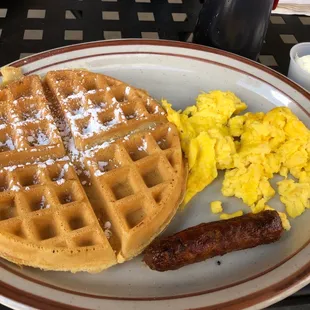 Waffle and eggs