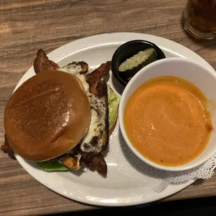 Chicken sandwich and soup was great.