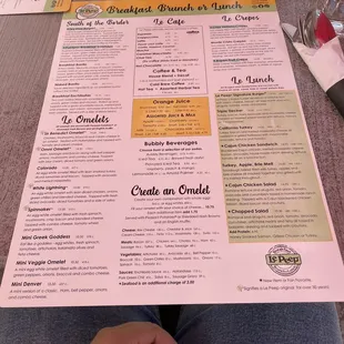 Brunch menu