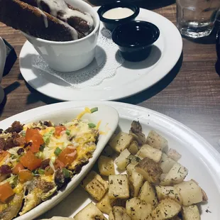Dawn breaker, Power Bowl, and churro churro French toast sticks