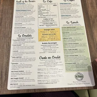 menu