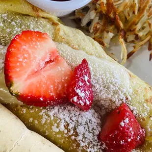 Crepe with bacon, ham, and cheese