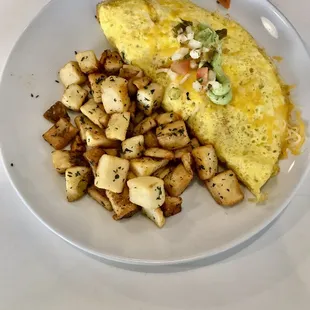 Southwest omelette and home fries