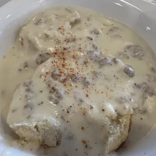 Half biscuits with gravy