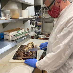 Jean-Michel preparing the classic Buche de Noel on Christmas!