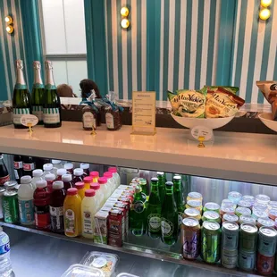 Cold drinks and food to go.