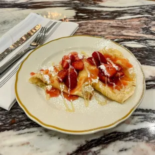 Strawberries and Bavarian creme crepe