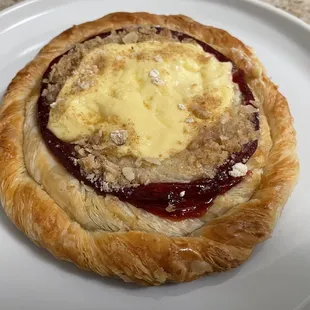 Raspberry with vanilla custard.