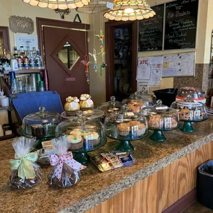Display of pastries and desserts