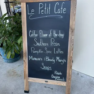 Sign outside with daily specials.