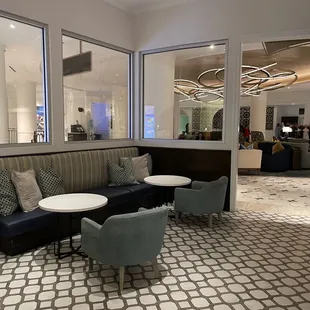 01.22.24 Seating inside the cafe, hotel lobby in the back