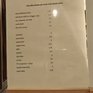 menu