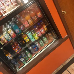 a refrigerator full of drinks