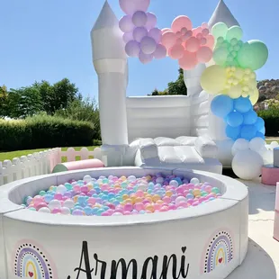 Ask us about name personalization on our 6 foot luxe round ball pit with your child's name and theme!