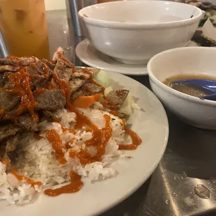 11. Combo Lemongrass Chicken, Pork &amp; Steak with Rice &amp; Steamed Veggies