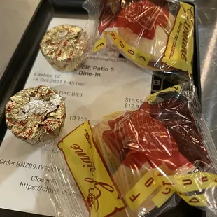 It's a nice gesture. They gave us fortune cookies and chocolate.