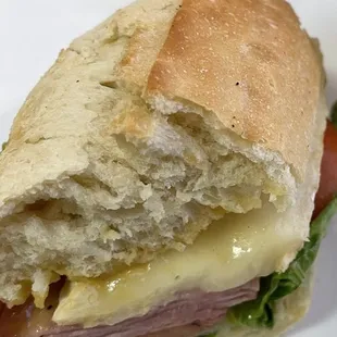 Ham and Brie on grilled sourdough baguette