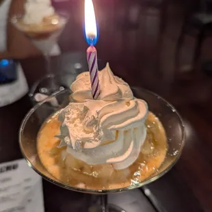 The perfect dessert, Banana Fosters for a birthday celebration.