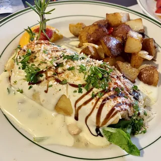 Chicken Spinach and Mushrooms Crepes Breakfast