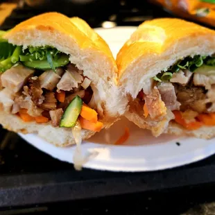Lunch from @Le&apos;s Banh Mi; 9/22/2024. David &amp; I both ordered the same Banh Mi *Roast Pork* Sandwiches yesterday! Mahalo Nui Hubby David!! 好吃.