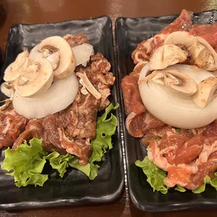 Korean BBQ Umma Set: Marinated Thin Sliced Ribeye (Bulgogi) and Marinated Boneless Pork Rib