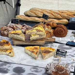 Quiche and baguettes. I got the last Almond Chocolate Croissant of the day!