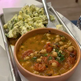 Soup and egg salad