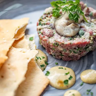 Steak Tartare: Oyster | Smoked Oyster Mayonnaise | Sea Salt Lavosh