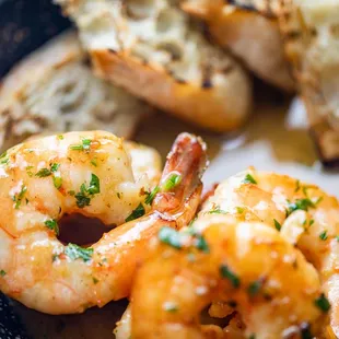 Roasted Prawns: XO Sherry Butter | Confit Garlic | Fine Herbs | Charred Ciabatta