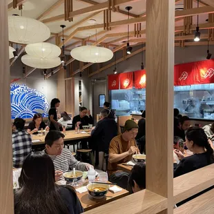 Guests enjoying our specialty shrimp ramen!