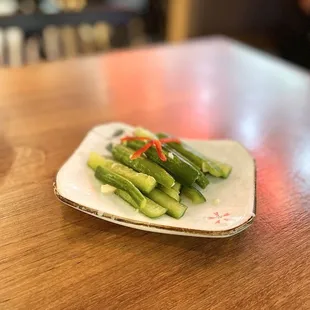 Chilled pickled cucumber with garlic